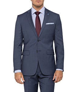 Blue Wool Blend 2 Button Single Breasted Suit Jacket