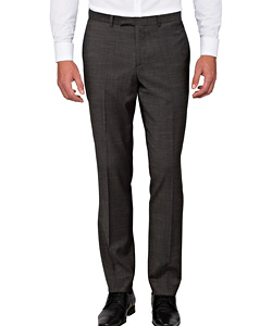 Charcoal Wool Flat Front Suit Pants