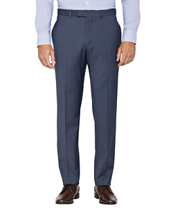 Blue Wool Blend Flat Front Suit Pants