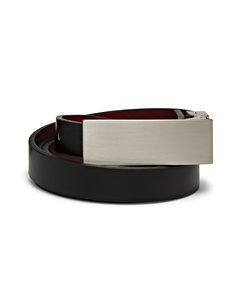 Women's Plate Buckle Black/Red Reversible Belt