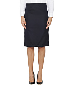 High Twist Wool Blend Suit Skirt with Box Pleat Back Detail